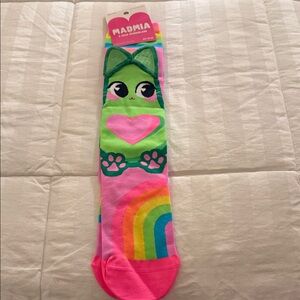 Mamia Pink and Green Cat Socks